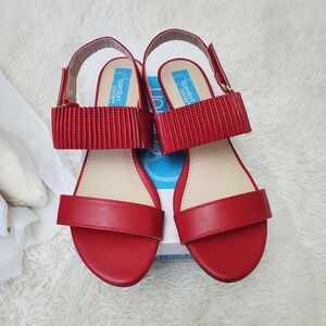 Comfort Corner Red Wedge Strappy Sandals 10 M NIB NEW